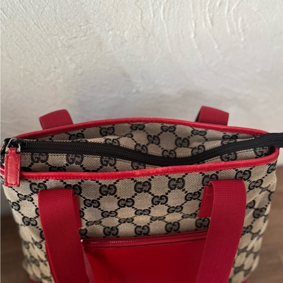 Gucci navy and red canvas and leather tote EUC - Picture 5 of 8